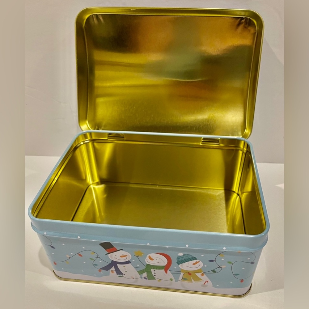 Snowman Holiday Metal Storage Tin - NWT - Picture 5 of 6